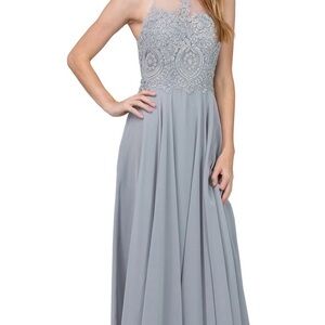 Dancing Queen Gray Embellished Maxi Dress